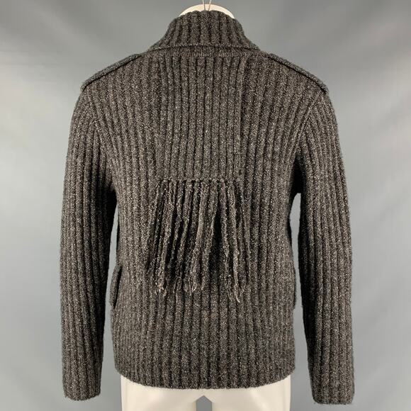 CRAIG GREEN Size S Grey Wool Blend Shawl Sweater - Picture 3 of 6